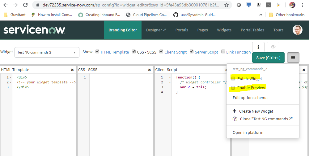 Service portal Widgets